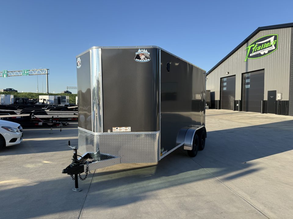 New 2027 Bighorn R&M TALL 7x14 + 2’V Nose Rear Ramp Enclosed Cargo Trailer