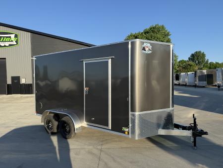 New 2027 Bighorn R&M TALL 7x14 + 2’V Nose Rear Ramp Enclosed Cargo Trailer