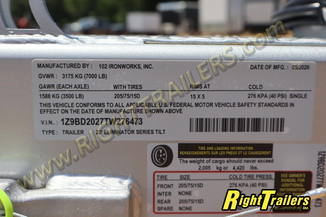 New 2026 7X20 102 Ironworks TILT Car Hauler