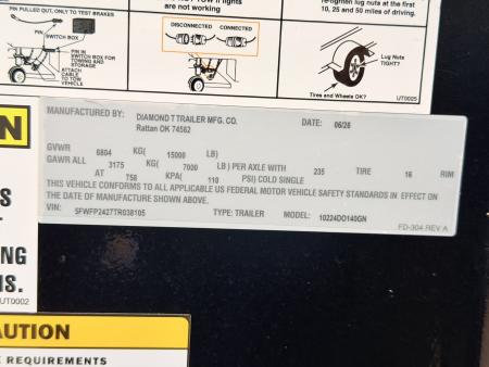 New 2026 Diamond T 8.5-24 Single Wheel Gooseneck Deckover Equipment Hauler W/ 14 PLY Tire Upgrade 15K GVWR