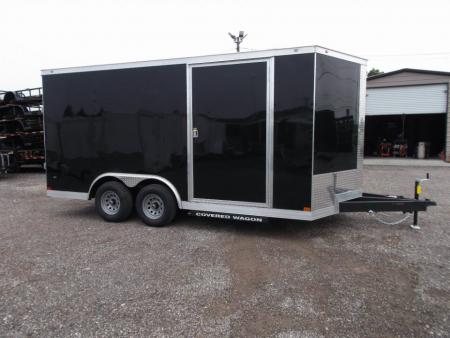 New 2026 Covered Wagon Trailers 8.5x16 Cargo Trailer / Enclosed Trailer / Car Hauler / 5200# Axles / 7ft Interior Height / 48  RV Side Door / RV Step / .080 Black Poly Core Semi-Screwless Exterior / 60  Triple Tube Tongue / Extra Wide Ramp