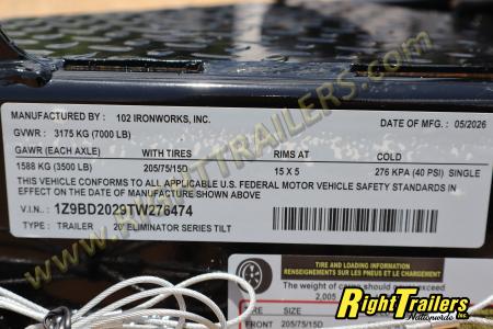 New 2026 7X20 102 Ironworks TILT Car Hauler