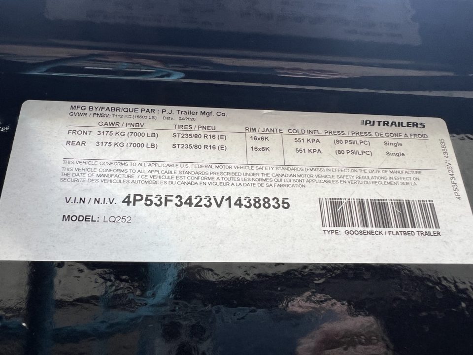 New 2027 PJ Trailers 25' Quest LQ Gooseneck Flatbed Trailer
