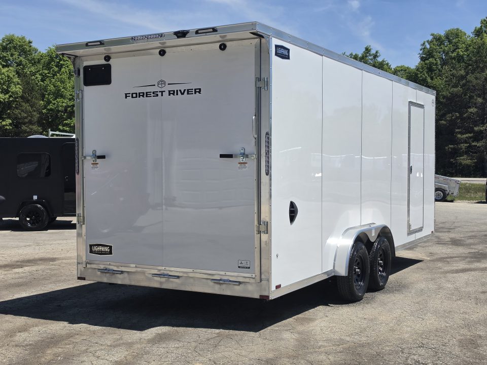 New 7.5 X 20 CARGO ENCLOSED ALL ALUMINUM REAR RAMP DOOR 2027 LIGHTNING TANDEM AXLE