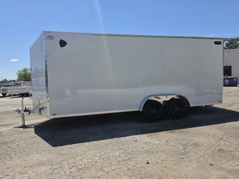 New 7.5 X 20 CARGO ENCLOSED ALL ALUMINUM REAR RAMP DOOR 2027 LIGHTNING TANDEM AXLE