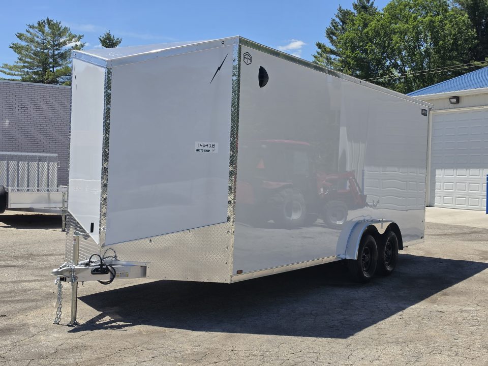 New 7.5 X 20 CARGO ENCLOSED ALL ALUMINUM REAR RAMP DOOR 2027 LIGHTNING TANDEM AXLE