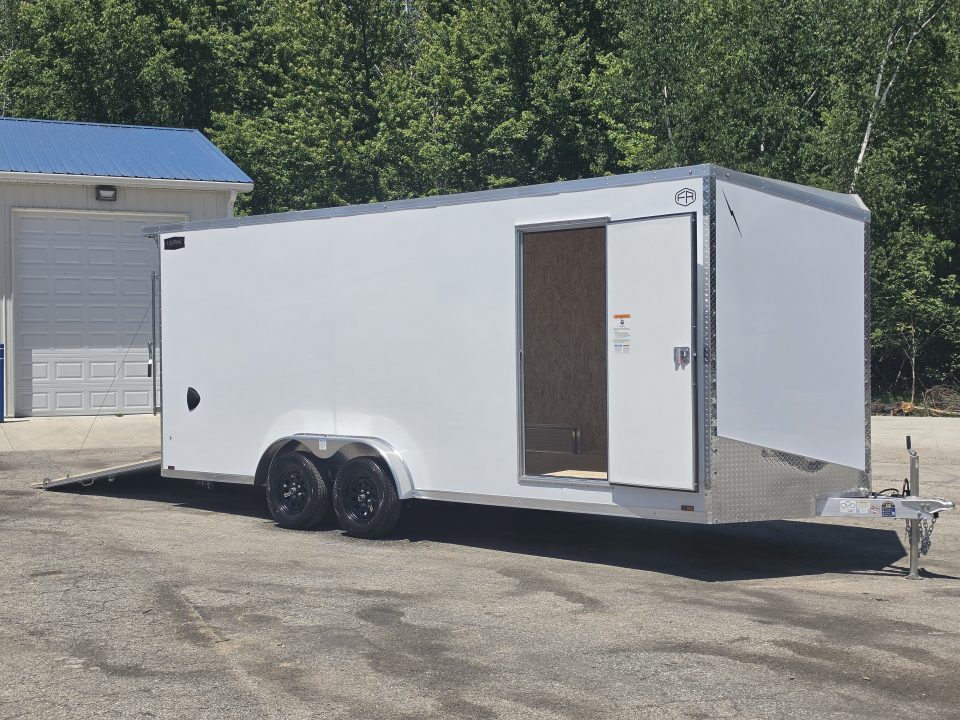 New 7.5 X 20 CARGO ENCLOSED ALL ALUMINUM REAR RAMP DOOR 2027 LIGHTNING TANDEM AXLE