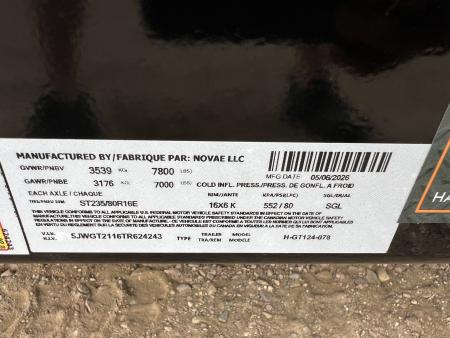 New 2026 H&H Trailers 16' Tilt H7812+4GTL-078 Tilt Trailer