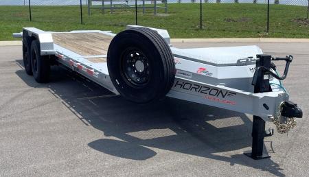 New HORIZON 22’x 83” CLOUD GRAY ETZ GRAVITY TILT DECK EQUIPMENT TRAILER -17K (GVWR), in Deck Storage