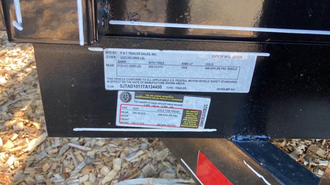 New 2026 P & T Trailers 5x10 Dump Trailer