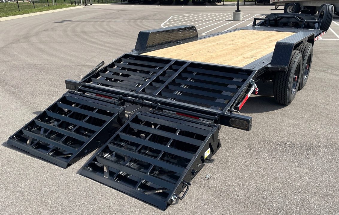New Horizon HEH 22'x 82" Equipment Trailer--Mountain Ramps, 21,000 GVWR , Spare