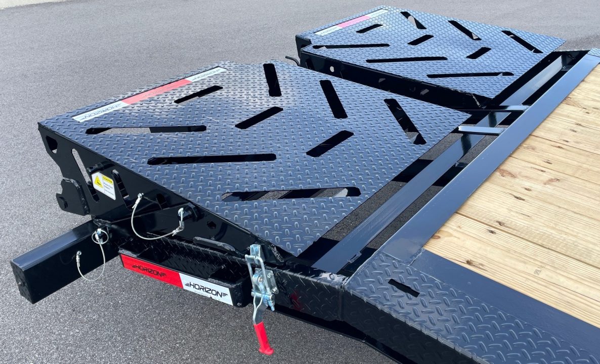New Horizon HEH 22'x 82" Equipment Trailer--Mountain Ramps, 21,000 GVWR , Spare