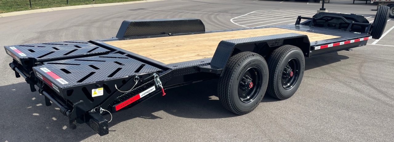 New Horizon HEH 22'x 82" Equipment Trailer--Mountain Ramps, 21,000 GVWR , Spare