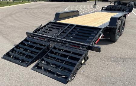 New Horizon HEH 22'x 82" Equipment Trailer--Mountain Ramps, 21,000 GVWR , Spare