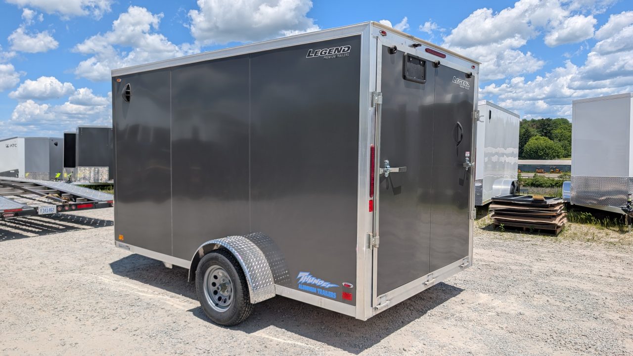 New 2026 Legend 7x12 + 2' V Thunder Aluminum Enclosed Cargo Trailer w/ Ramp Door