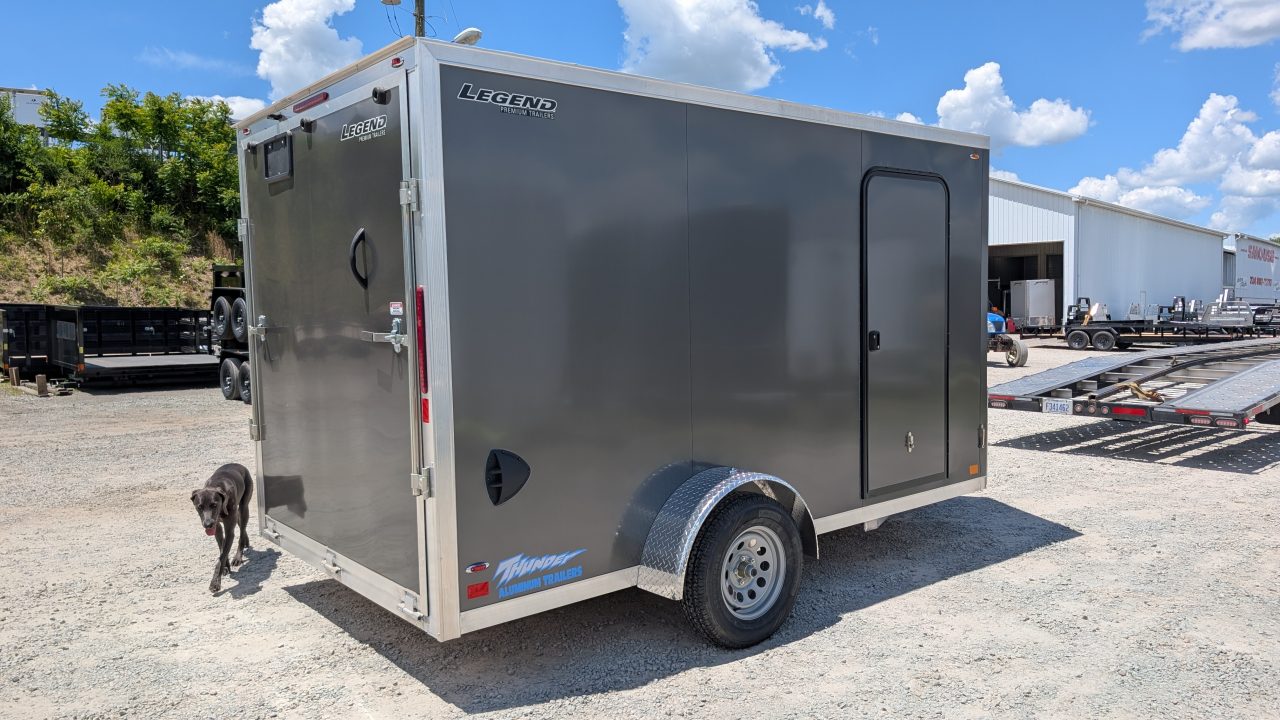 New 2026 Legend 7x12 + 2' V Thunder Aluminum Enclosed Cargo Trailer w/ Ramp Door