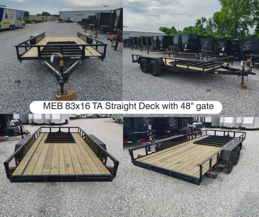 New 2026 MEB 83x16 TA , 2' dovetail with 30" gate or straight deck with 48" gate, 3.5k axles Utility Trailer