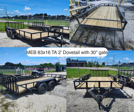 New 2026 MEB 83x16 TA , 2' dovetail with 30" gate or straight deck with 48" gate, 3.5k axles Utility Trailer