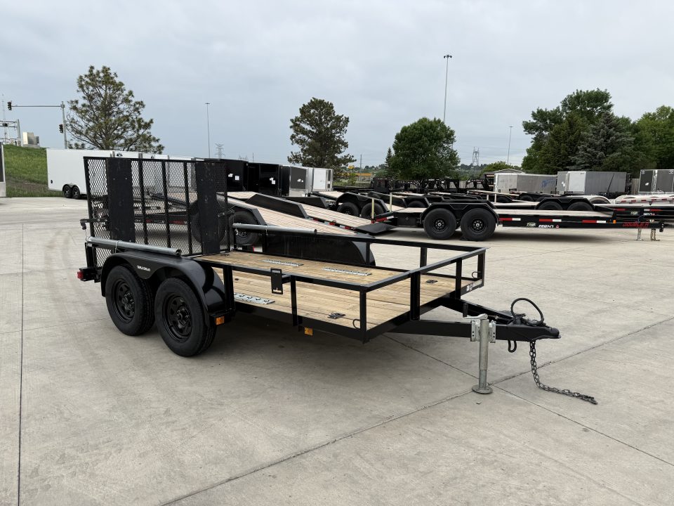 Used 2023 Triple Crown 77"x12' 2-3500lb axles = 7K Railside Utility with lift helpers springs