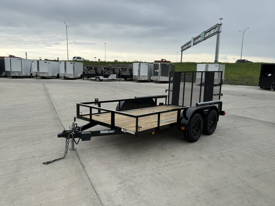 Used 2023 Triple Crown 77"x12' 2-3500lb axles = 7K Railside Utility with lift helpers springs