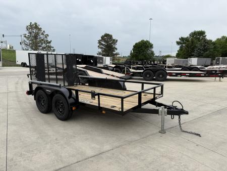 Used 2023 Triple Crown 77"x12' 2-3500lb axles = 7K Railside Utility with lift helpers springs
