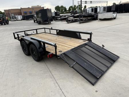 Used 2023 Triple Crown 77"x12' 2-3500lb axles = 7K Railside Utility with lift helpers springs