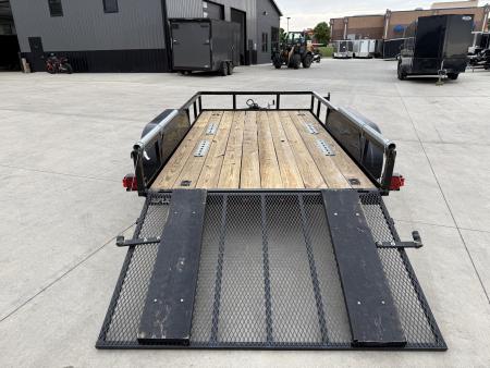 Used 2023 Triple Crown 77"x12' 2-3500lb axles = 7K Railside Utility with lift helpers springs