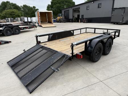 Used 2023 Triple Crown 77 x12' 2-3500lb axles = 7K Railside Utility with lift helpers springs