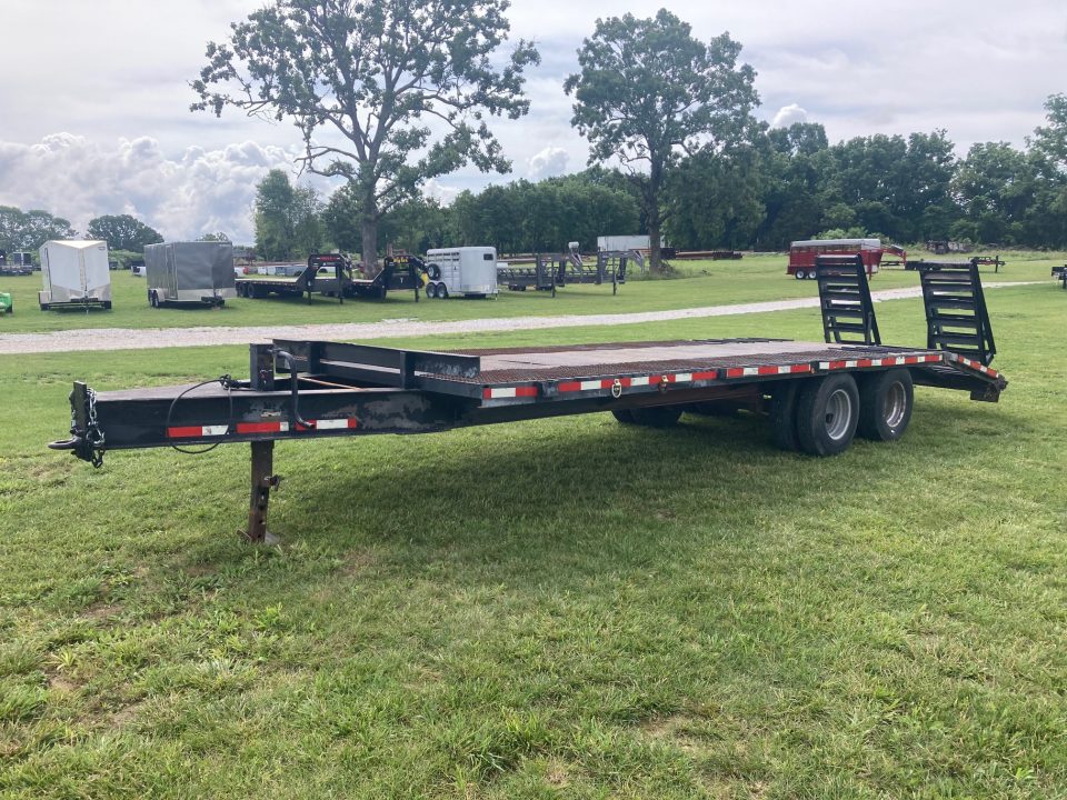 Used 2007 Branson 102x25 TANDEM 20K DECKOVER W/ STEEL DECK AND STANDUP RAMPS Deckover Trailer