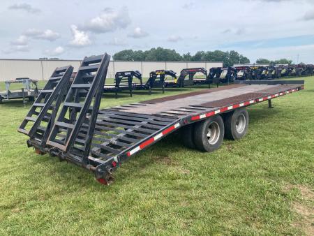 Used 2007 Branson 102x25 TANDEM 20K DECKOVER W/ STEEL DECK AND STANDUP RAMPS Deckover Trailer