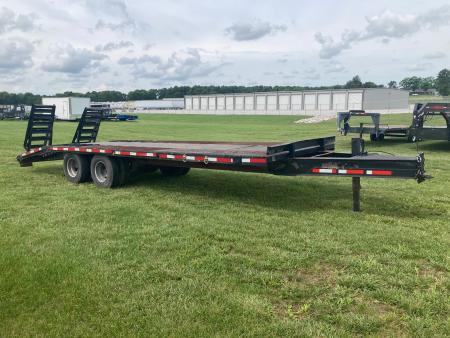 Used 2007 Branson 102x25 TANDEM 20K DECKOVER W/ STEEL DECK AND STANDUP RAMPS Deckover Trailer