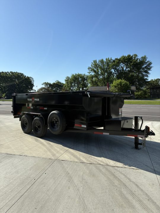 New 2026 Texas Pride 7x14 14k GVWR Dump Trailer 3' Side Walls Tarp Ramps Spare