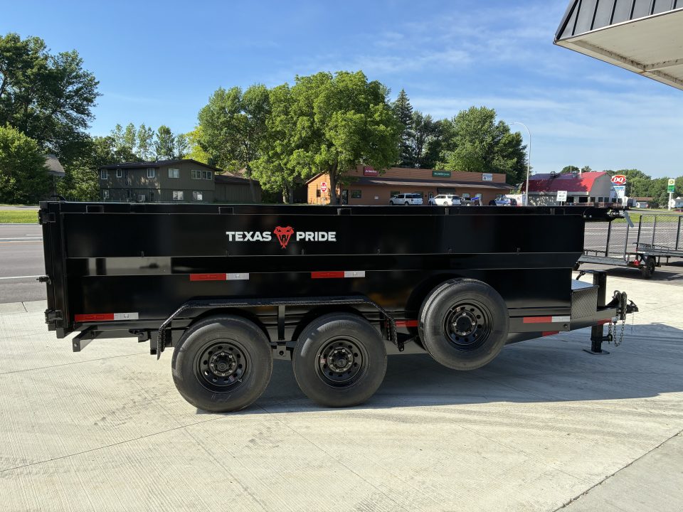 New 2026 Texas Pride 7x14 14k GVWR Dump Trailer 3' Side Walls Tarp Ramps Spare