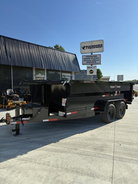 New 2026 Texas Pride 7x14 14k GVWR Dump Trailer 3' Side Walls Tarp Ramps Spare