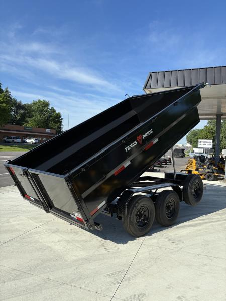 New 2026 Texas Pride 7x14 14k GVWR Dump Trailer 3' Side Walls Tarp Ramps Spare