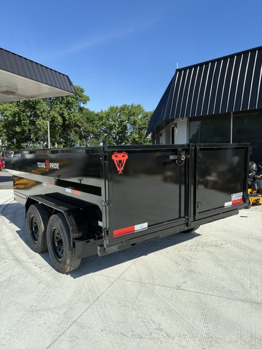 New 2026 7x14 Texas Pride 14k GVWR Dump Trailer 3' Side Walls Tarp Ramps Spare