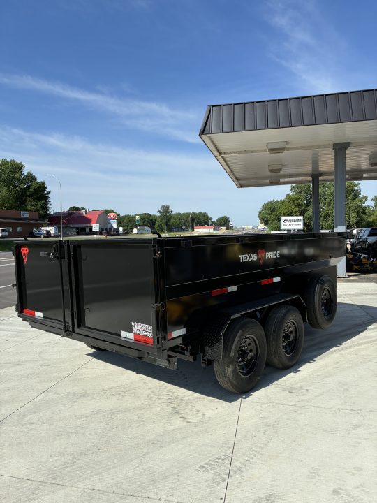 New 2026 7x14 Texas Pride 14k GVWR Dump Trailer 3' Side Walls Tarp Ramps Spare