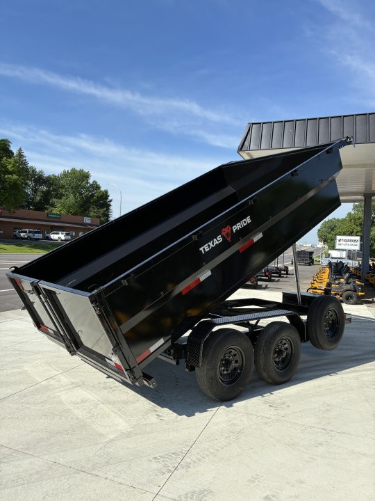 New 2026 7x14 Texas Pride 14k GVWR Dump Trailer 3' Side Walls Tarp Ramps Spare