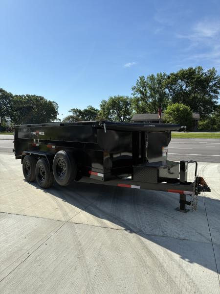 New 2026 7x14 Texas Pride 14k GVWR Dump Trailer 3' Side Walls Tarp Ramps Spare