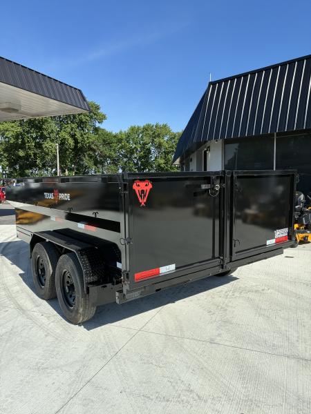 New 2026 7x14 Texas Pride 14k GVWR Dump Trailer 3' Side Walls Tarp Ramps Spare