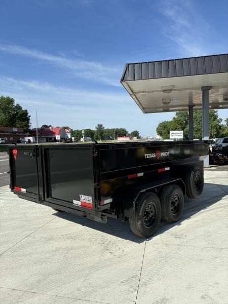 New 2026 7x14 Texas Pride 14k GVWR Dump Trailer 3' Side Walls Tarp Ramps Spare