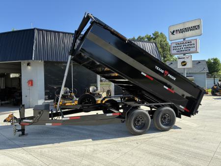 New 2026 7x14 Texas Pride 14k GVWR Dump Trailer 3' Side Walls Tarp Ramps Spare