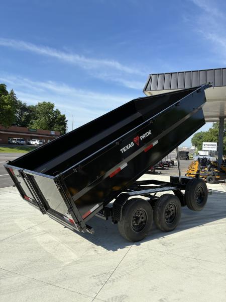 New 2026 7x14 Texas Pride 14k GVWR Dump Trailer 3' Side Walls Tarp Ramps Spare