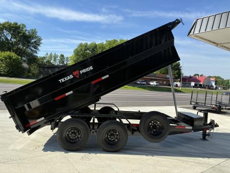 New 2026 7x14 Texas Pride 14k GVWR Dump Trailer 3' Side Walls Tarp Ramps Spare