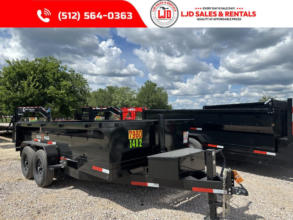 New 2026 Texas Pride 7' X 14' X 2' - Ramps - 14K Dump Trailer