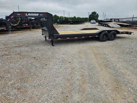 New 2026 Lamar 102X24 TANDEM 14K GOOSENECK EQUIPMENT HAULER W/DRIVEOVER FENDERS & SLIDE OUT RAMPS