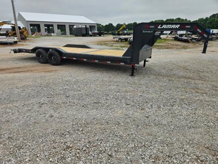 New 2026 Lamar 102X24 TANDEM 14K GOOSENECK EQUIPMENT HAULER W/DRIVEOVER FENDERS & SLIDE OUT RAMPS
