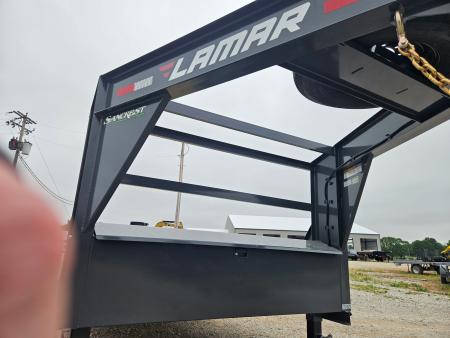New 2026 Lamar 102X24 TANDEM 14K GOOSENECK EQUIPMENT HAULER W/DRIVEOVER FENDERS & SLIDE OUT RAMPS