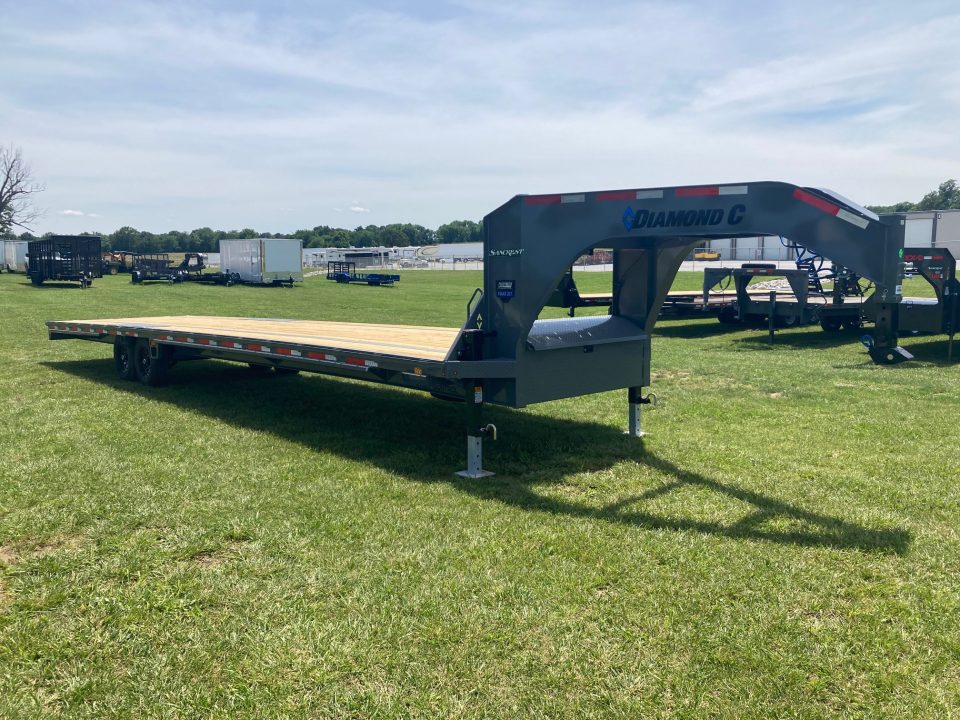 New 2026 Diamond C Trailers 102x35 TANDEM 15.5K GN STRAIGHT DECK W/ SLIDE IN RAMPS, RATCHET RAIL & 2-SPEED JACKS Deckover Trailer
