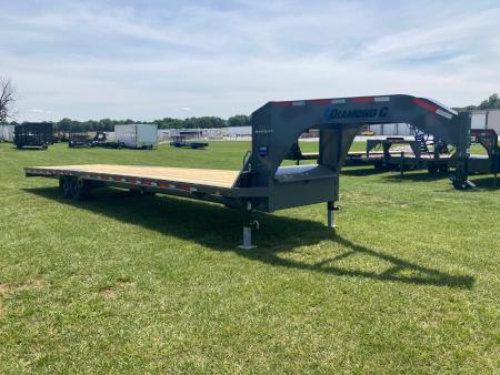 New 2026 Diamond C Trailers 102x35 TANDEM 15.5K GN STRAIGHT DECK W/ SLIDE IN RAMPS, RATCHET RAIL & 2-SPEED JACKS Deckover Trailer